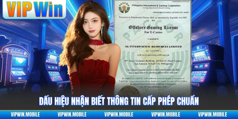 Dấu hiệu nhận biết thông tin cấp phép chuẩn